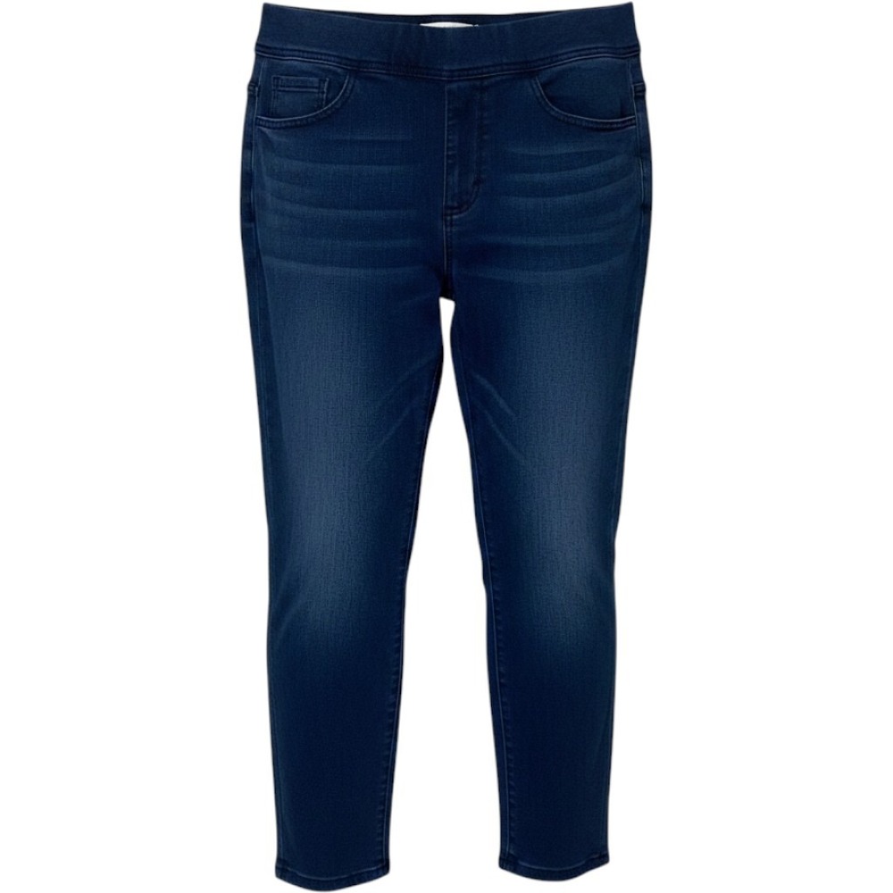 Time and Tru Women's Dark Wash Denim Capri Fitted Leggings Pull On Size M 8-10